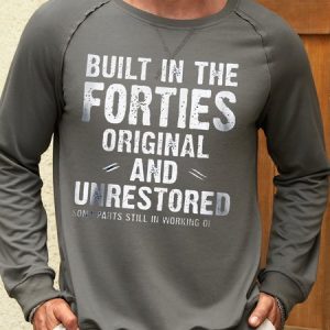 Men’s Built In The Forties Original And Unrestored Casual Loose Sweatshirt, color:Gray|size:3XL, Lilicloth.com