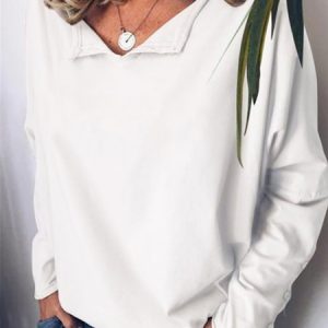 Women's Plain Sweatshirt, color:White|size:3XL, Lilicloth.com