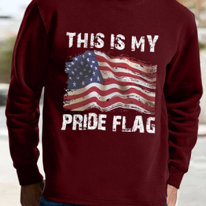 Men's Funny This Is My Pride Flag Graphic Printing Casual Loose Flag Sweatshirt, color:Red|size:3XL, Lilicloth.com