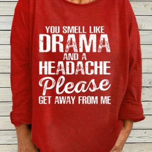 Women's funny Letters Casual Crew Neck Sweatshirt, color:Red|size:3XL, Lilicloth.com