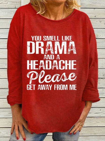 Women's funny Letters Casual Crew Neck Sweatshirt, color:Red|size:3XL, Lilicloth.com