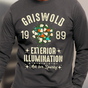 Men's Griswold 1989 Exterior Illumination Ask For Sparky Sweatshirt, color:Gray|size:3XL, Lilicloth.com