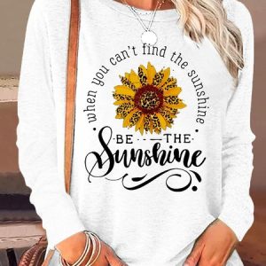 Women's SUNFLOWER  Letters Casual Shirt, color:White|size:3XL, Lilicloth.com