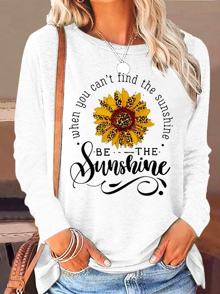 Women's SUNFLOWER Letters Casual Shirt, color:White|size:3XL, Lilicloth.com