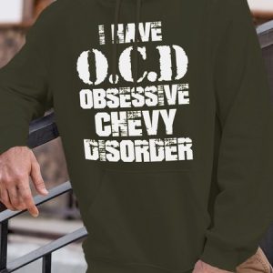 Men’s I Have O.C.D. Obsessive Chevy Disorder Casual Loose Hoodie, color:Army Green|size:3XL, Lilicloth.com