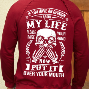 Men's If you have an opinion about  pver your mouth Crew Neck Casual Skull Loose Sweatshirt, color:Red|size:3XL, Lilicloth.com