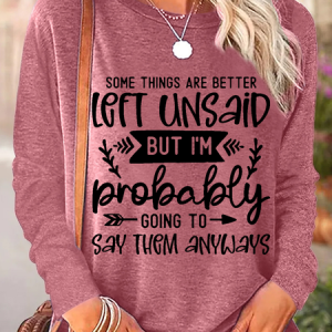 Women's Funny Word Casual Regular Fit Cotton-Blend Long Sleeve Shirt, color:Pink|size:3XL, Lilicloth.com