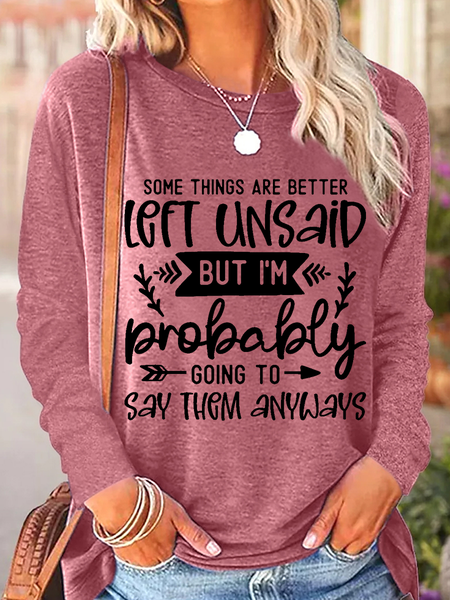 Women's Funny Word Casual Regular Fit Cotton-Blend Long Sleeve Shirt, color:Pink|size:3XL, Lilicloth.com