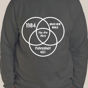Men's you are here Loose Cotton-Blend Crew Neck Casual Sweatshirt, color:Deep Gray|size:3XL, Lilicloth.com