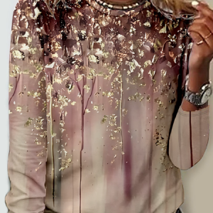 Women's Abstract Crew Neck Regular Fit Casual Shirt, color:As Picture|size:5XL, Lilicloth.com