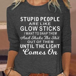 Women's Funny Sarcasm Stupid People Casual Shirt, color:Gray|size:3XL, Lilicloth.com