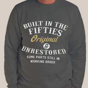 Men's Built In The Fifties Original Sweatshirt, color:Deep Gray|size:3XL, Lilicloth.com