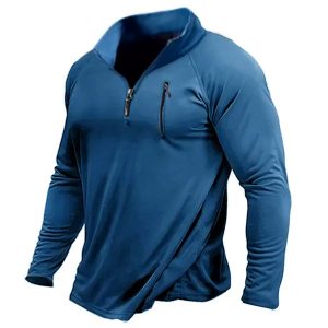 Men's Quick Dry 1/4 Zip Stand Collar T-shirt Outdoor 50+ Sun Zipper Pocket Protection Hike Sports Run Pullover Tactical, T-Shirts, , COTOSEN, Apparel Online, Cheap Clothes, Buy Now