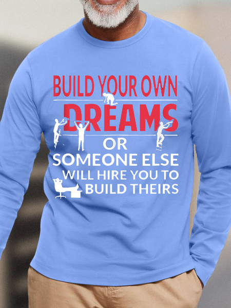 Men's Your Dreams Text Letters Casual Top, color:Light Blue|size:3XL, Lilicloth.com