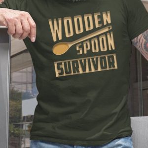 Men’s Wooden Spoon Survivor  Casual Crew Neck Regular Fit T-Shirt, color:Army Green|size:3XL, Lilicloth.com