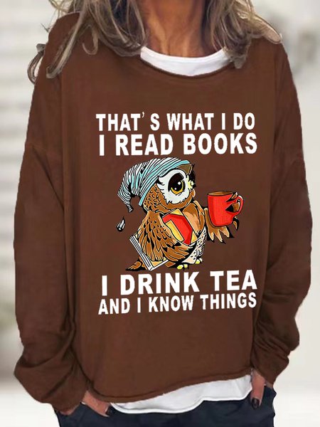 Women's Crew Neck Cat Simple Spring/Fall Long Sleeve Sweatshirt, JustFashionNow Sweatshirts & Hoodies, color:Deep Brown|size:3XL,