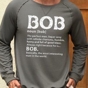 Men’s Bob The Perfect Man Graphic Printing Casual Cotton-Blend Loose Crew Neck Sweatshirt, color:Gray|size:3XL, Lilicloth.com