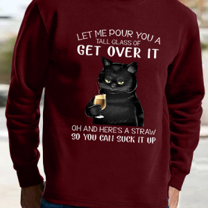 Men's LET ME POUR YOU A Casual Text Letters Loose Cotton-Blend Sweatshirt, color:Red|size:3XL, Lilicloth.com