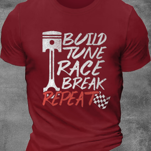 Men's racing car Crew Neck Casual T-Shirt, color:Red|size:3XL, Lilicloth.com
