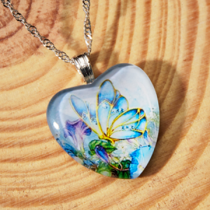 Heart Butterfly Necklace, color:As Picture|size:One-size, Lilicloth.com