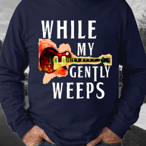Men's WHILE MY GENTLY WEEPS Crew Neck Casual Sweatshirt, color:Dark Blue|size:3XL, Lilicloth.com
