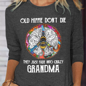 Women's Old Hippie Casual Regular Fit Shirt, color:Deep Gray|size:3XL, Lilicloth.com
