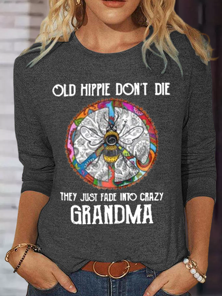 Women's Old Hippie Casual Regular Fit Shirt, color:Deep Gray|size:3XL, Lilicloth.com