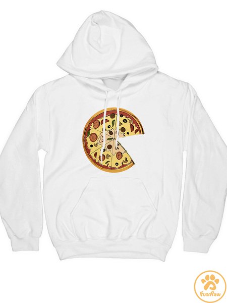 Women’s Pizza Pattern Casual Hoodie Hoodie Human Matching Do Hoodie, color:White|size:XXL, Lilicloth.com