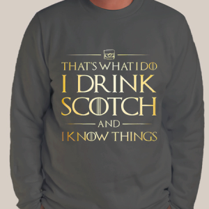Men's That's What I Do I Drink Scotch And I Know Things  Casual Sweatshirt, color:Deep Gray|size:3XL, Lilicloth.com