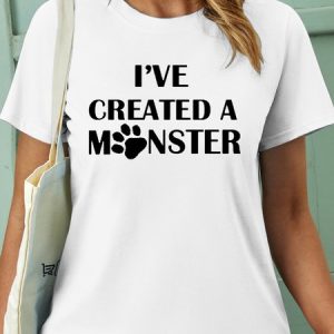 Women’s I‘ve Created A Mnster Casual Cotton T-Shirt, color:White|size:3XL, Lilicloth.com