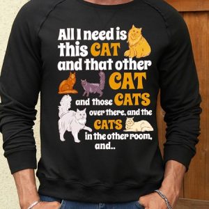 Men’s Aiiineedis This Cat And That Other Cat Crew Neck Cotton-Blend Letter Pattern Casual Sweatshirt, color:Black|size:3XL, Lilicloth.com
