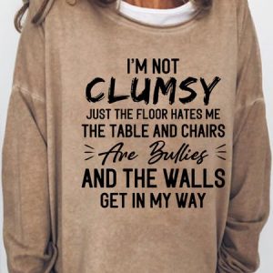 Women's I'm Not Clumsy Casual Sweatshirt, color:Light Brown|size:3XL, Lilicloth.com