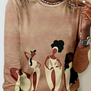 Women's Regular Fit Abstract Graphic Crew Neck Casual Shirt, color:As Picture|size:5XL, Lilicloth.com