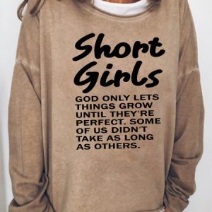 Funny Words Short Girls Sweatshirt, color:Khaki|size:3XL, Lilicloth.com