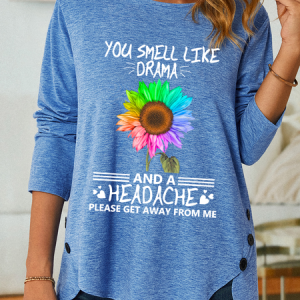 Women's Let Me Pour You A Tall Glass Of 'Get Over It' Served With A Straw So You Can Suck It Up Loose Cotton-Blend Casual Shirt, color:Blue|size:3XL, Lilicloth.com
