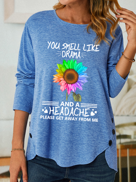 Women's Let Me Pour You A Tall Glass Of 'Get Over It' Served With A Straw So You Can Suck It Up Loose Cotton-Blend Casual Shirt, color:Blue|size:3XL, Lilicloth.com