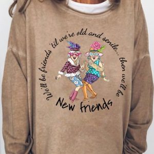 Women's Senile New Friends Casual Sweatshirt, color:Light Brown|size:3XL, Lilicloth.com