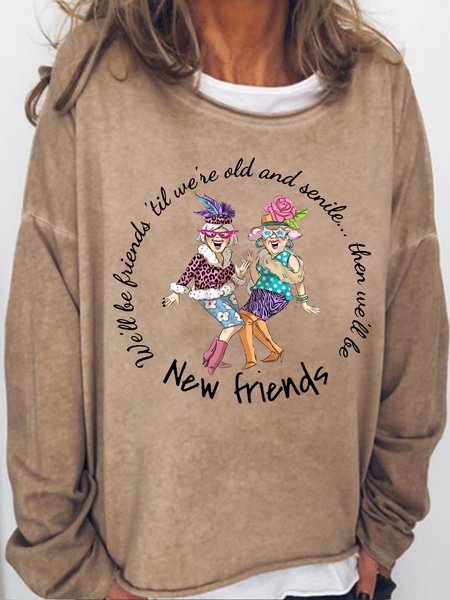 Women's Senile New Friends Casual Sweatshirt, color:Light Brown|size:3XL, Lilicloth.com