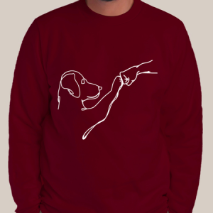 Men’s Dog Fist Bump Casual Animal Crew Neck Sweatshirt, color:Red|size:3XL, Lilicloth.com