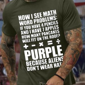 Men’s Text Letters Crew Neck Regular Fit Casual T-Shirt, color:Army Green|size:3XL, Lilicloth.com