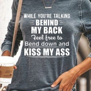 Women's Funny While You're Talking Letters Casual Sweatshirt, color:Gray|size:3XL, Lilicloth.com