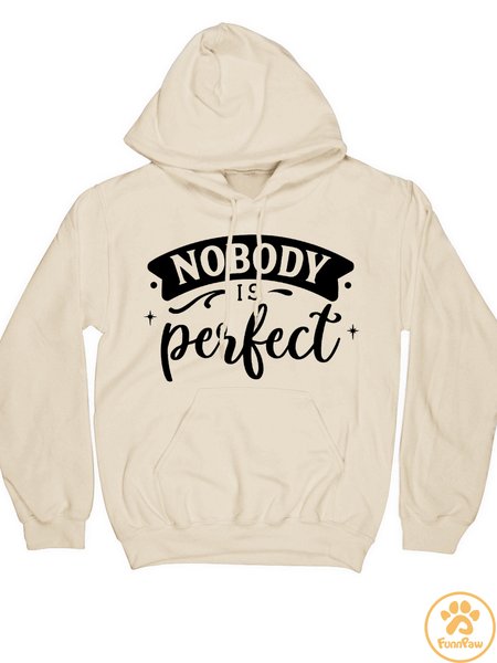 Women’s Nobody Regular Fit Hoodie Letter Pattern Casual Hoodie Human Matching Do Hoodie, color:Apricot|size:XXL, Lilicloth.com