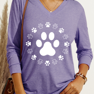 Women's Dog Paw Print Regular Fit Dog Casual Shirt, color:Purple|size:3XL, Lilicloth.com