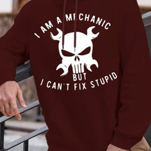Men’s I Am A Mechanic But I Can't Fix Stupid Hoodie Casual Text Letters Hoodie, color:Red|size:3XL, Lilicloth.com
