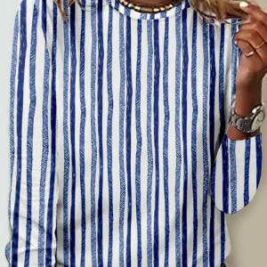 Women's Abstract Stripes Casual Shirt, color:Blue|size:5XL, Lilicloth.com