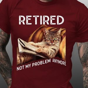 MenLs Crew Neck Retired Not My Problem Anymore Cat Lovers Letters Casual T-Shirt, color:Red|size:3XL, Lilicloth.com