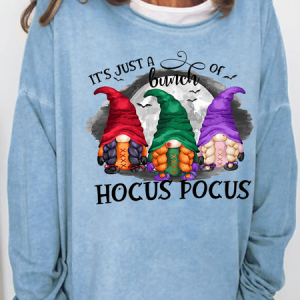 Women's Just A Bunch Of Hocus Pocus Halloween Decal Simple Halloween Sweatshirt, color:Light Blue|size:3XL, Lilicloth.com