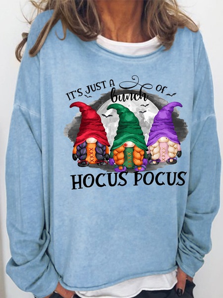 Women's Just A Bunch Of Hocus Pocus Halloween Decal Simple Halloween Sweatshirt, color:Light Blue|size:3XL, Lilicloth.com