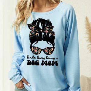 Women’s Dog Mom Crew Neck Casual Sweatshirt Pet Matching Hoodie, color:Blue|size:3XL, Lilicloth.com