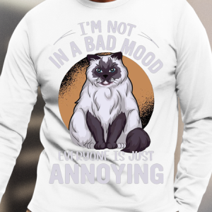 Men's annoyed pussy Casual Text Letters Cotton Top, color:White|size:3XL, Lilicloth.com